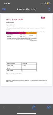 Scherm met het reisdocument